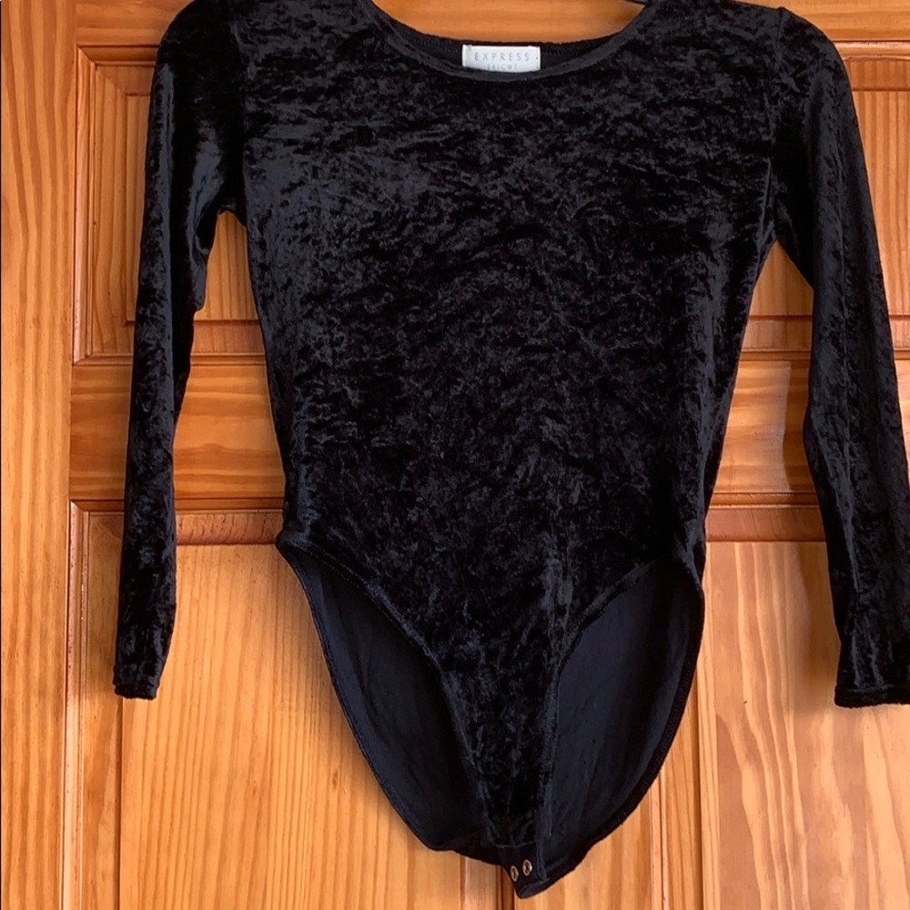 Express Tricot Women’s M LS Velvet Black One Piece